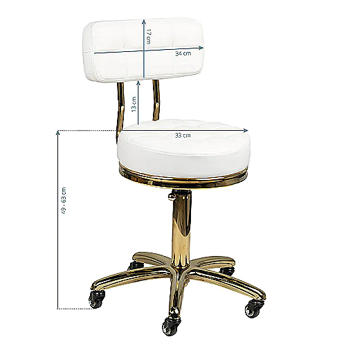 Kozmetička radna stolica Gold AM-961 – bijela – slika 4
