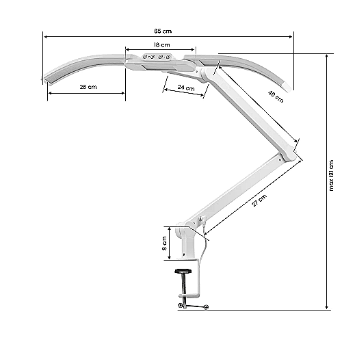 Bijela stolna LED lampa Glow L05 za manikuru