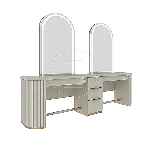 Melina Double frizerska radna jedinica s pjeskarenim LED ogledalima širine 250 cm