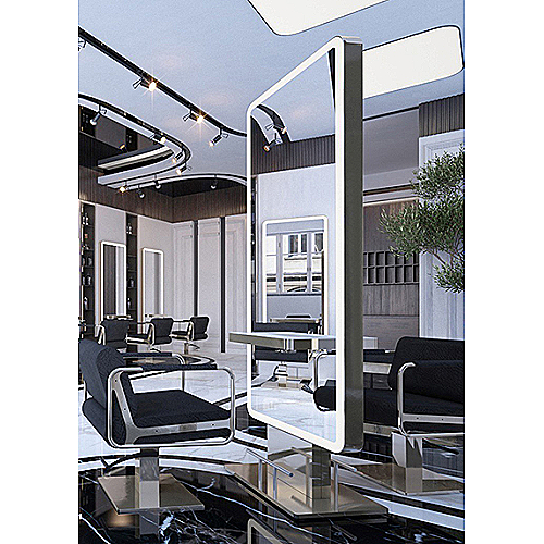 Softy Island salon otok s velikim Flotal ogledalom i inox detaljima