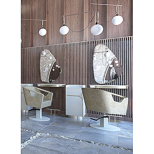 Umay Gold frizerski pult s CNC Flotal ogledalom i pokretnim fenom