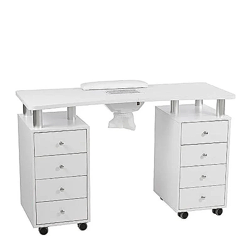 DISTAL stol za manikuru – dvostruka radna stanica s ugrađenim ventilatorom i ladicama