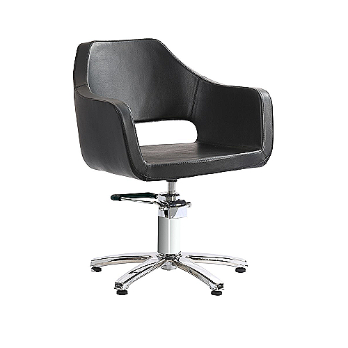 Frizerska stolica Trieste — crna koža 89# i krom baza 580 mm