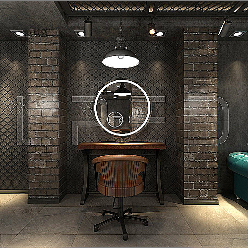 Woody Circle drveno ogledalo s radnim mjestom i LED rasvjetom