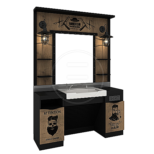 Artur rustikalno ogledalo s radnim mjestom i umivaonikom