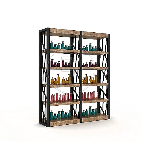 Expo Lazer komoda s drvenim policama i metalnim držačima